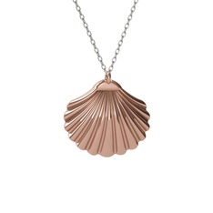 İstiridye Kabuğu Kolye - 18 ayar rose altın kolye (40 cm beyaz altın rolo zincir) #x9y2oi