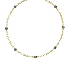 Dalila İnci Kolye - Siyah inci kolye (40 cm altın rolo zincir) #1ux29cr
