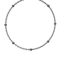 Siyah inci kolye (40 cm gümüş rolo zincir)