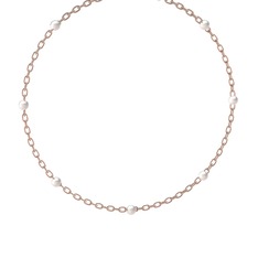 Inci kolye (40 cm rose altın rolo zincir)