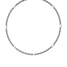 Inci kolye (40 cm gümüş rolo zincir)
