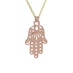 Fatma Ana Eli Kolye - 14 ayar rose altın kolye (50 cm gümüş rolo zincir) #15ann5