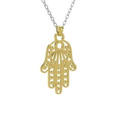 Fatma Ana Eli Kolye - 925 ayar altın kaplama gümüş kolye (50 cm beyaz altın rolo zincir) #1d2vwso