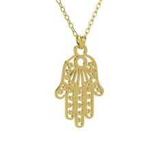 Fatma Ana Eli Kolye - 925 ayar altın kaplama gümüş kolye (50 cm altın rolo zincir) #1jgo28u