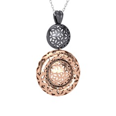 925 ayar siyah rodyum kaplama gümüş kolye (40 cm gümüş rolo zincir)