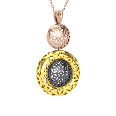 Adinkra Kolye - 8 ayar rose altın kolye (40 cm rose altın rolo zincir) #1aty38f