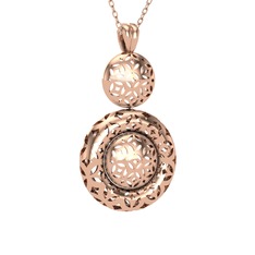 Adinkra Kolye - 8 ayar rose altın kolye (40 cm rose altın rolo zincir) #1ejdiub