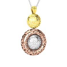 Adinkra Kolye - 14 ayar altın kolye (40 cm beyaz altın rolo zincir) #1kc4u51