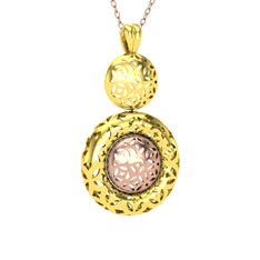 Adinkra Kolye - 14 ayar altın kolye (40 cm gümüş rolo zincir) #1khhfhx