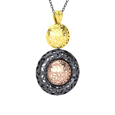 Adinkra Kolye - 18 ayar altın kolye (40 cm gümüş rolo zincir) #1kz9ul3