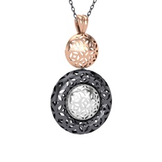 Adinkra Kolye - 18 ayar rose altın kolye (40 cm gümüş rolo zincir) #1t4vwu7
