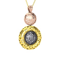 Adinkra Kolye - 18 ayar rose altın kolye (40 cm altın rolo zincir) #1wbywm6