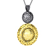 Adinkra Kolye - 925 ayar siyah rodyum kaplama gümüş kolye (40 cm gümüş rolo zincir) #2cjej8