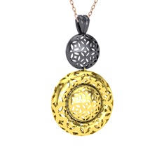 Adinkra Kolye - 925 ayar siyah rodyum kaplama gümüş kolye (40 cm rose altın rolo zincir) #5y0g4k