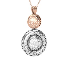 Adinkra Kolye - 14 ayar rose altın kolye (40 cm rose altın rolo zincir) #cia62w