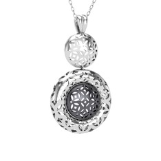 Adinkra Kolye - 8 ayar beyaz altın kolye (40 cm beyaz altın rolo zincir) #dkgppt