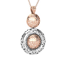 Adinkra Kolye - 925 ayar rose altın kaplama gümüş kolye (40 cm rose altın rolo zincir) #hymbjw