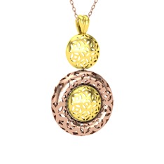 Adinkra Kolye - 925 ayar altın kaplama gümüş kolye (40 cm rose altın rolo zincir) #i9cx1c