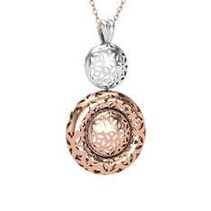 Adinkra Kolye - 18 ayar beyaz altın kolye (40 cm rose altın rolo zincir) #isfcxo