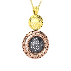 Adinkra Kolye - 14 ayar altın kolye (40 cm altın rolo zincir) #k71bta