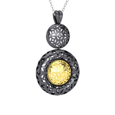 925 ayar siyah rodyum kaplama gümüş kolye (40 cm beyaz altın rolo zincir)