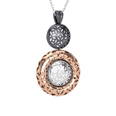 925 ayar siyah rodyum kaplama gümüş kolye (40 cm gümüş rolo zincir)