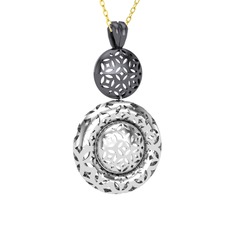 Adinkra Kolye - 925 ayar siyah rodyum kaplama gümüş kolye (40 cm altın rolo zincir) #v6vmaz