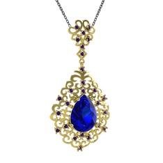 Dalila Kolye - Lab safir ve ametist 925 ayar altın kaplama gümüş kolye (40 cm gümüş rolo zincir) #13hxrl6