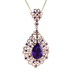Dalila Kolye - Ametist 925 ayar rose altın kaplama gümüş kolye (40 cm gümüş rolo zincir) #14iqol3