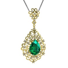 Dalila Kolye - Yeşil kuvars ve swarovski 14 ayar altın kolye (40 cm gümüş rolo zincir) #14xn11r