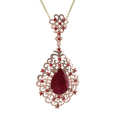 Dalila Kolye - Kök yakut ve garnet 8 ayar rose altın kolye (40 cm altın rolo zincir) #1aqbpof