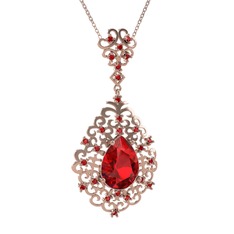 Dalila Kolye - Garnet 18 ayar rose altın kolye (40 cm rose altın rolo zincir) #1bvf32r