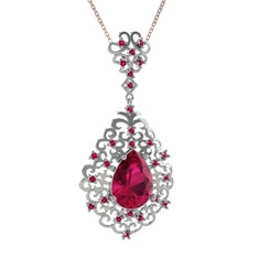Dalila Kolye - Rodolit garnet 925 ayar gümüş kolye (40 cm gümüş rolo zincir) #1hs5x71
