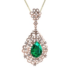 Dalila Kolye - Yeşil kuvars ve pırlanta 18 ayar rose altın kolye (0.52 karat, 40 cm altın rolo zincir) #1iz2zqa