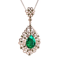 Dalila Kolye - Yeşil kuvars ve peridot 18 ayar rose altın kolye (40 cm rose altın rolo zincir) #1jxg3i4