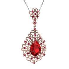 Garnet ve rodolit garnet 8 ayar rose altın kolye (40 cm beyaz altın rolo zincir)