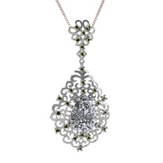 Dalila Kolye - Beyaz zirkon ve peridot 925 ayar gümüş kolye (40 cm rose altın rolo zincir) #1l6svwi