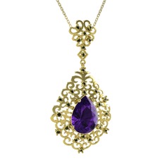 Dalila Kolye - Ametist ve peridot 14 ayar altın kolye (40 cm altın rolo zincir) #1mizqzw