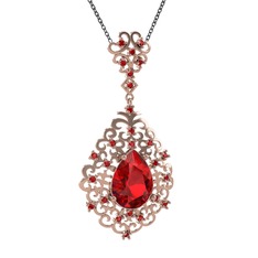 Garnet 18 ayar rose altın kolye (40 cm gümüş rolo zincir)