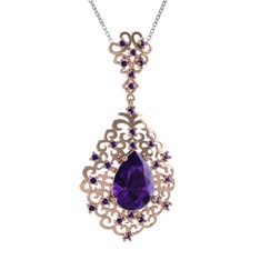 Dalila Kolye - Ametist 18 ayar rose altın kolye (40 cm beyaz altın rolo zincir) #1ne3qsm