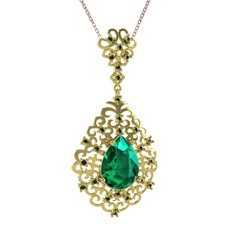 Dalila Kolye - Yeşil kuvars ve peridot 8 ayar altın kolye (40 cm gümüş rolo zincir) #1sdr2w2