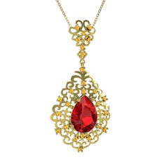 Garnet ve sitrin 14 ayar altın kolye (40 cm altın rolo zincir)