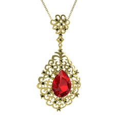 Dalila Kolye - Garnet ve peridot 14 ayar altın kolye (40 cm altın rolo zincir) #1t5nc4f