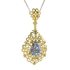 Dalila Kolye - Swarovski ve sitrin 14 ayar altın kolye (40 cm rose altın rolo zincir) #1wq4yo4