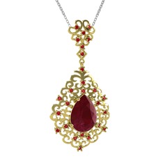 Dalila Kolye - Kök yakut ve garnet 8 ayar altın kolye (40 cm beyaz altın rolo zincir) #1xn3ipx