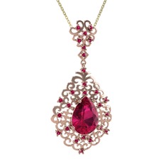 Dalila Kolye - Rodolit garnet 18 ayar rose altın kolye (40 cm altın rolo zincir) #1xsxscj