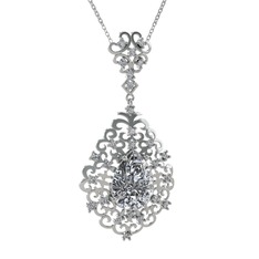 Dalila Kolye - Swarovski ve pırlanta 14 ayar beyaz altın kolye (0.52 karat, 40 cm beyaz altın rolo zincir) #1y9ozs8