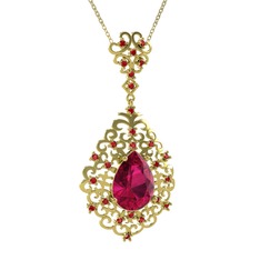 Rodolit garnet ve garnet 8 ayar altın kolye (40 cm altın rolo zincir)
