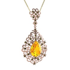 Dalila Kolye - Sitrin ve peridot 8 ayar rose altın kolye (40 cm altın rolo zincir) #5srlwh