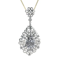 Dalila Kolye - Swarovski ve pırlanta 8 ayar beyaz altın kolye (0.52 karat, 40 cm altın rolo zincir) #70s7i8